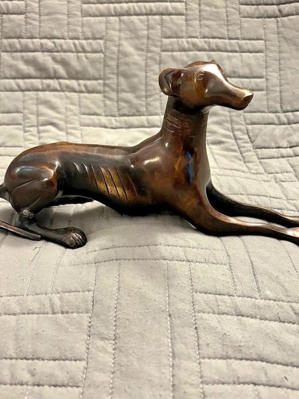 Vintage Brass Bronze Greyhound Whippet Dog Figurine MCM Sighthound Statue
